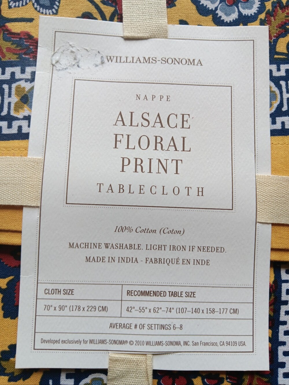 Williams Sonoma Nappe Alsace Floral Print 100% Cotton Tablecloth NWT - Picture 2 of 3